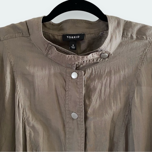 TORRID Snap-Front Toile Lightweight Anorak Jacket Sheer Layering - Olive SZ 2X - Picture 8 of 14